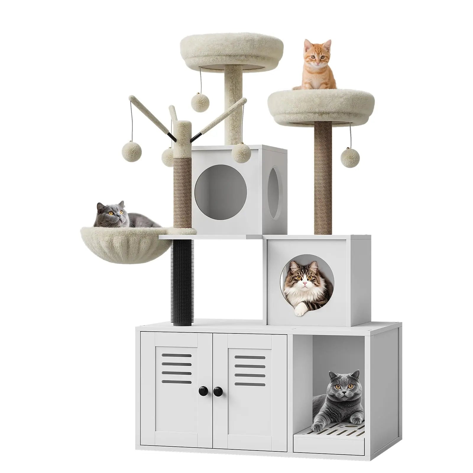 3-in-1 Cat House with Hidden Litter Compartment
