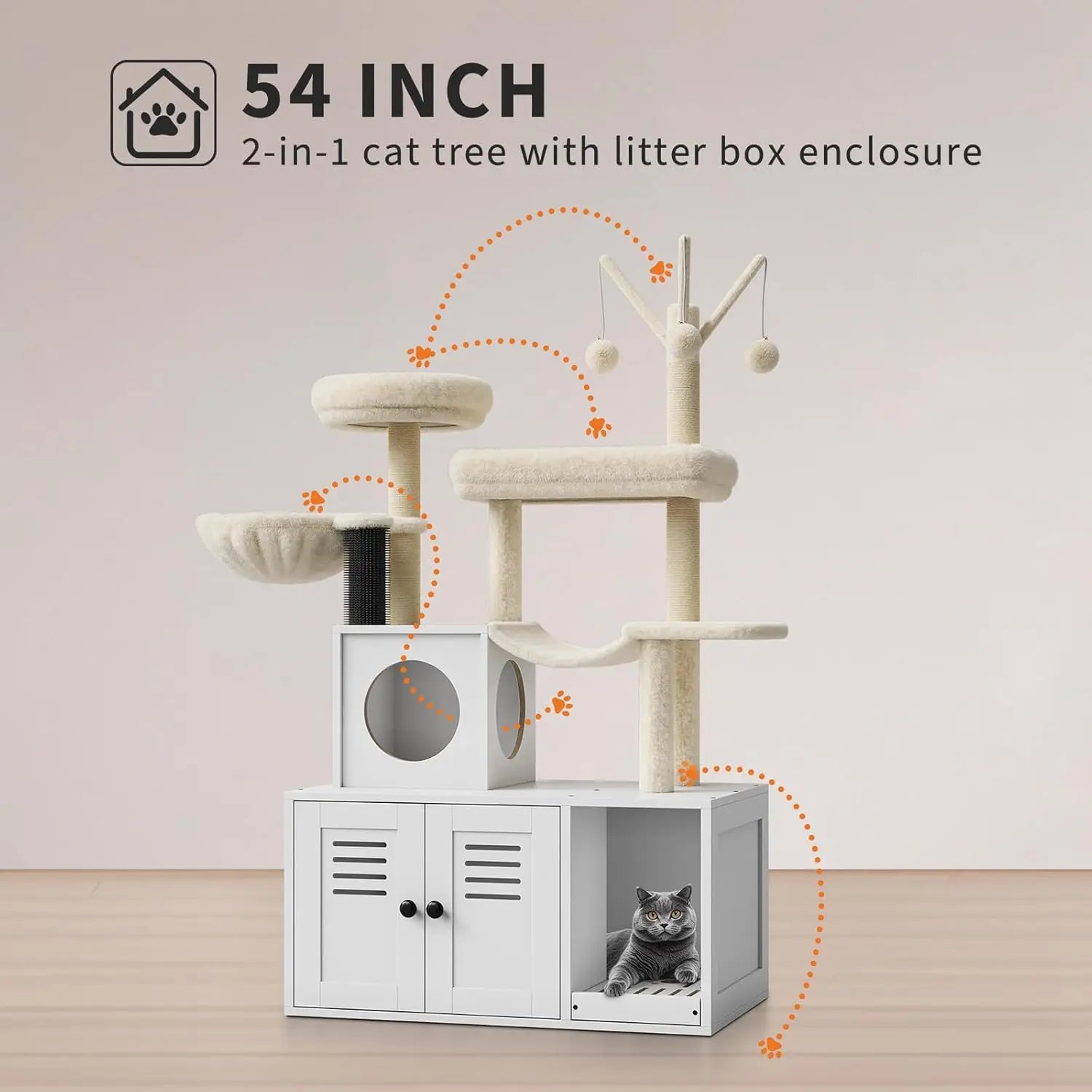 3-in-1 Cat House with Hidden Litter Compartment