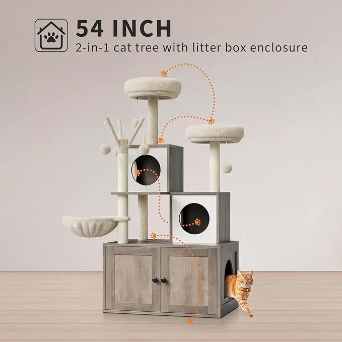 3-in-1 Cat House with Hidden Litter Compartment
